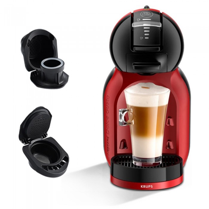 3 в 1 Кафемашина Krups Dolce Gusto KP123H10 Mini Me - Червен + Адаптер за Неспресо и Адаптер за Мляно кафе